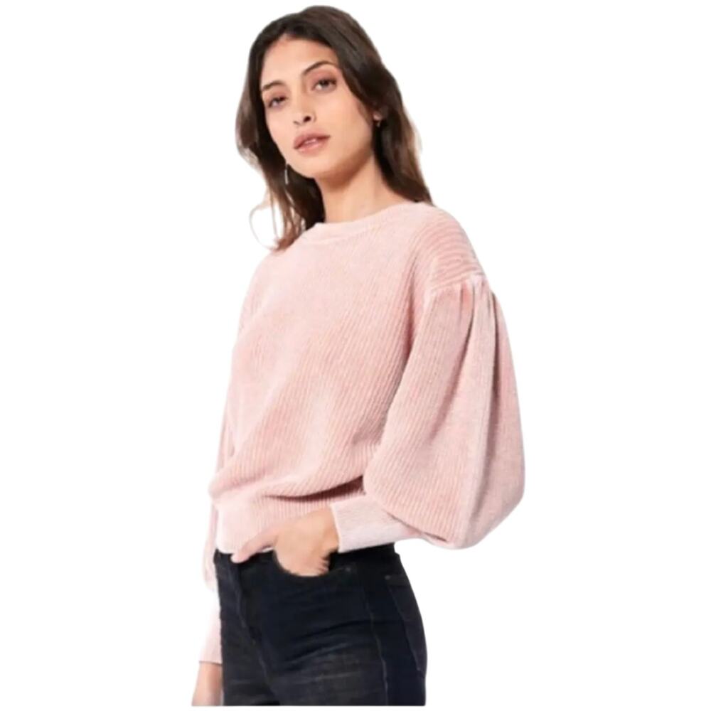 YFB Young Fabulous Broke Knit Sweater Apricot Pink Balloon Sleeve Women’s Medium - Picture 2 of 16